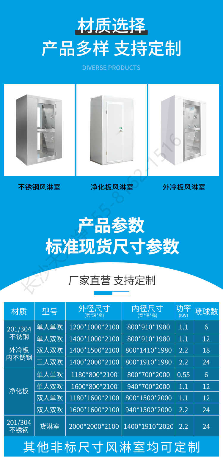 長(zhǎng)沙天之凈潔凈車(chē)間貨淋室-尺寸參數(shù)